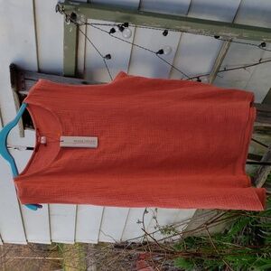 Beyond Threads Peruvian Pima Cotton Muslin Tank Shell - Clay Sunset XL flaw